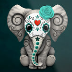 Day of the dead sugar skull elephant cross stitch kit for beginners