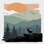 Deer in forest with mountains cross stitch kit for beginners