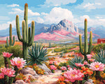 Desert cactus and mountains paint by numbers kit for beginners