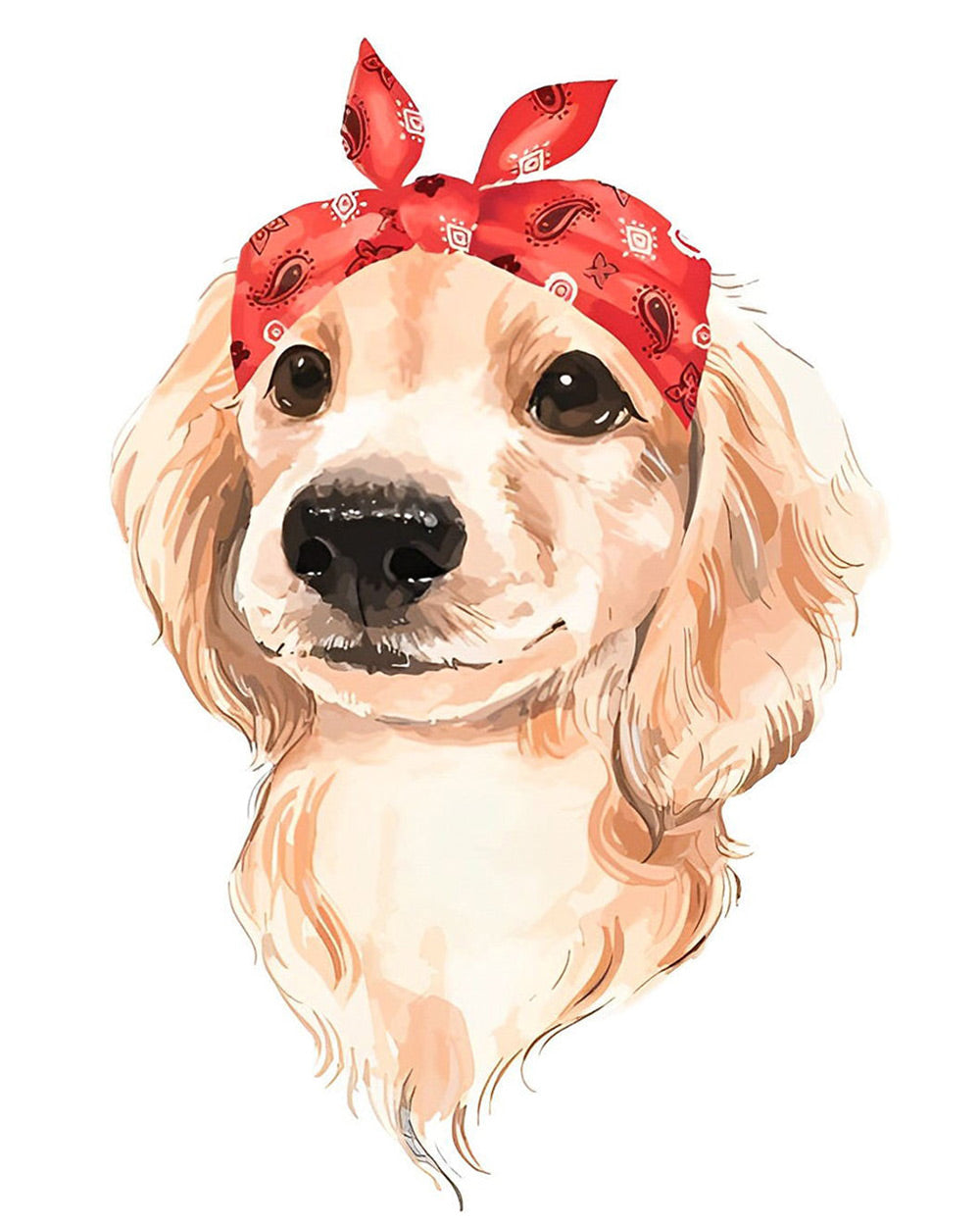 Dog with red bandana cross stitch kit for beginners