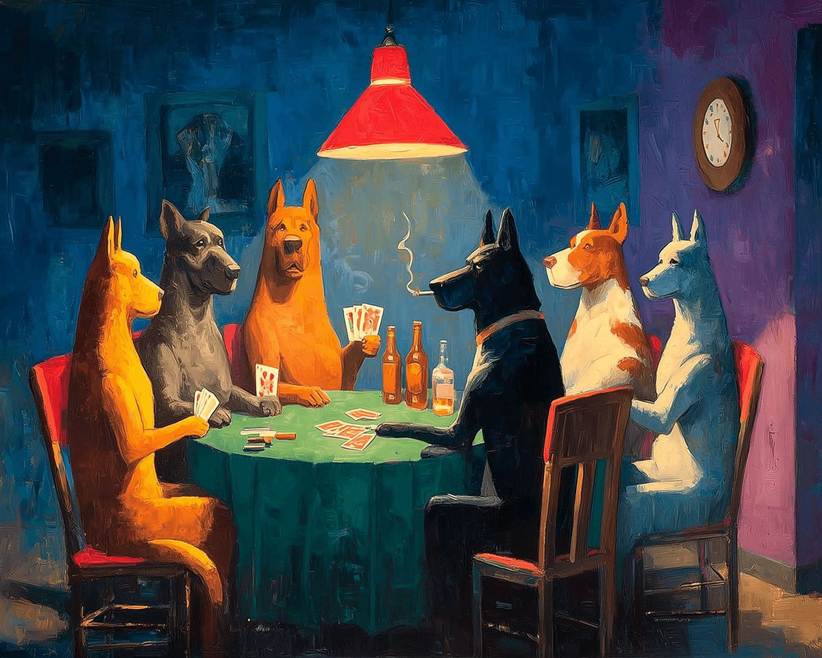 Dogs playing poker cross stitch kit for beginners
