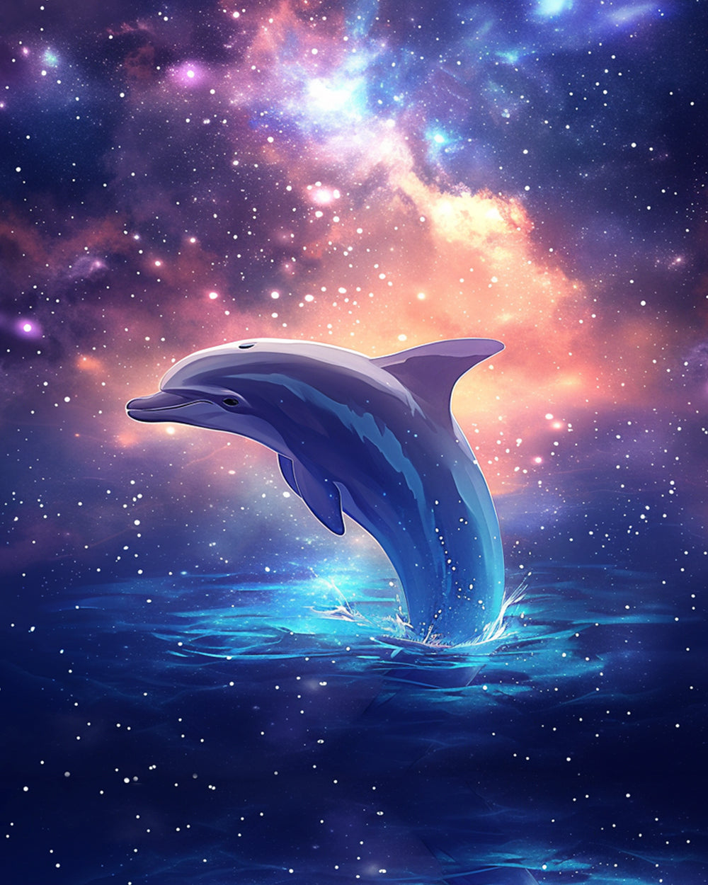 Dolphin in starry sky cross stitch kit for beginners