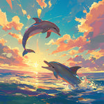 Dolphins jumping in the clouds cross stitch kit for beginners