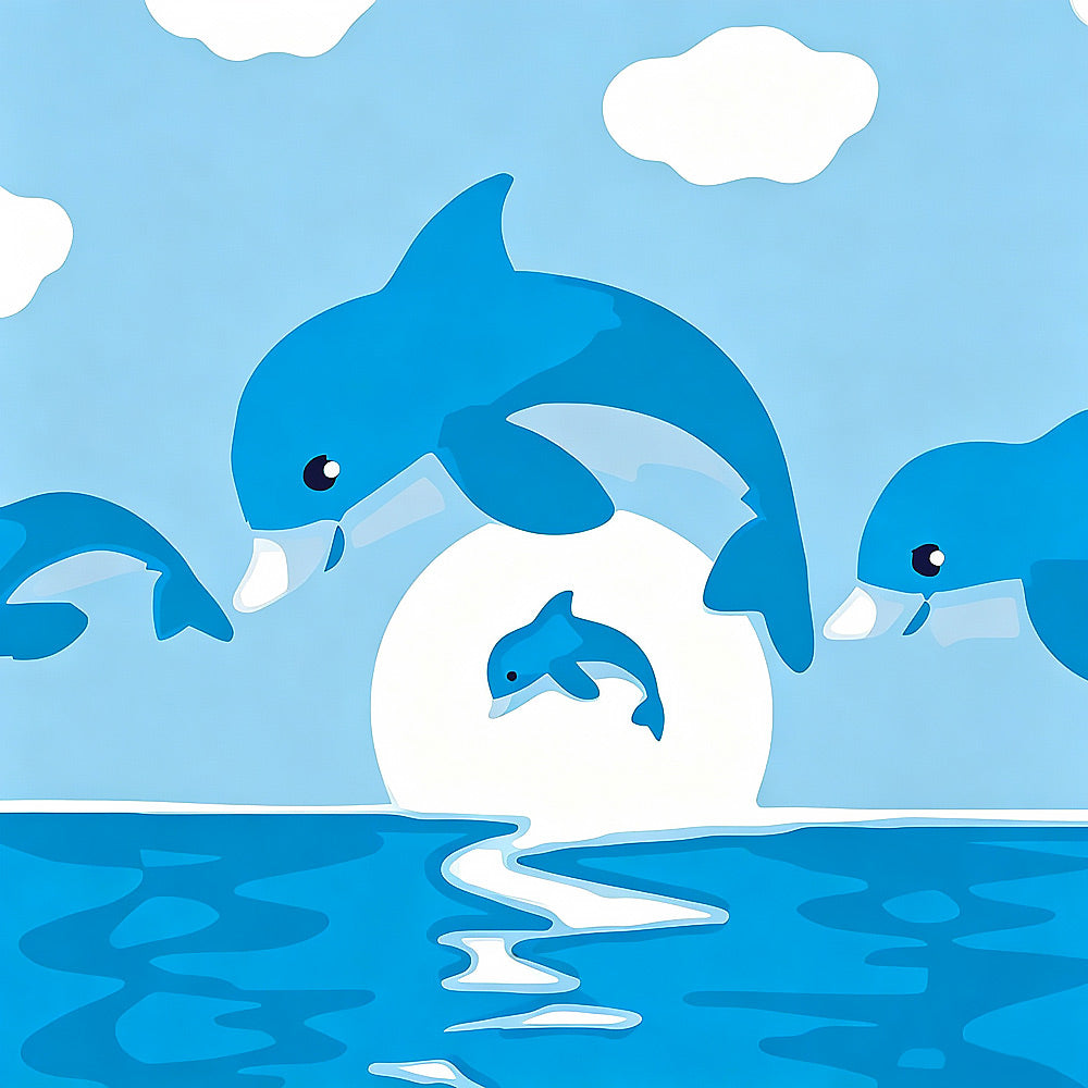 Dolphins jumping in the ocean cross stitch kit for beginners