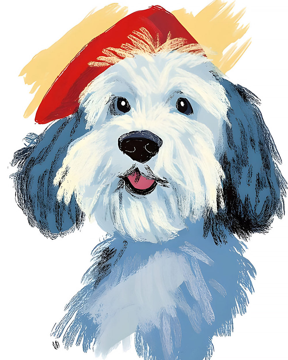 Doodle dog with beret cross stitch kit for beginners