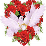 Doves and rose heart cross stitch kit for beginners