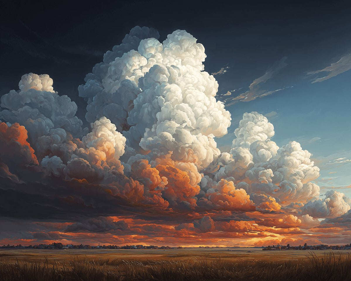 Dramatic clouds at sunset cross stitch kit for beginners