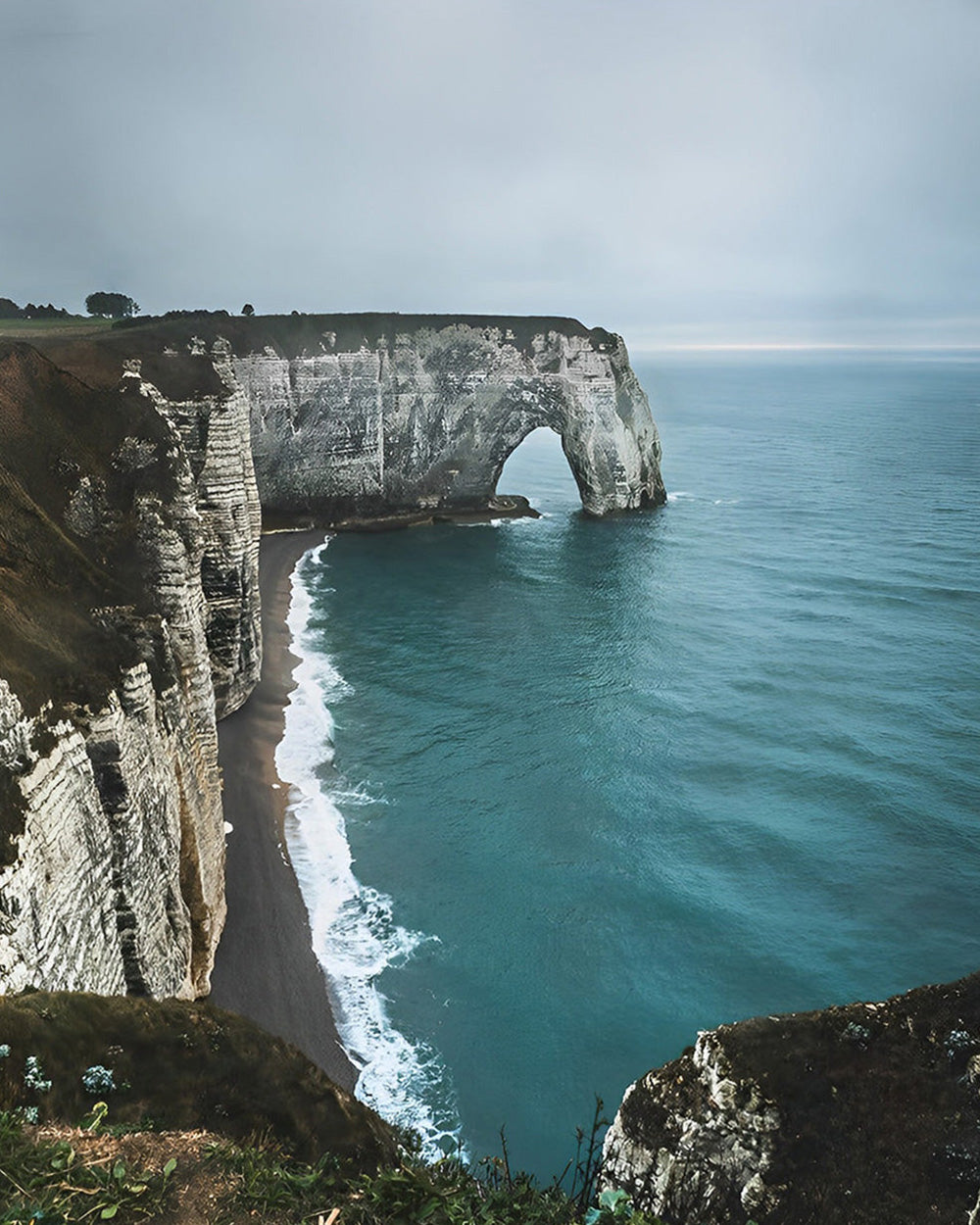 Dramatic coastal cliffs and sea arch cross stitch kit for beginners