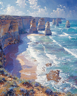 Dramatic coastal sea stacks and cliffs cross stitch kit for beginners