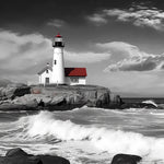 Dramatic lighthouse on a rocky coast cross stitch kit for beginners