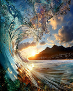 Dramatic ocean wave curling cross stitch kit for beginners