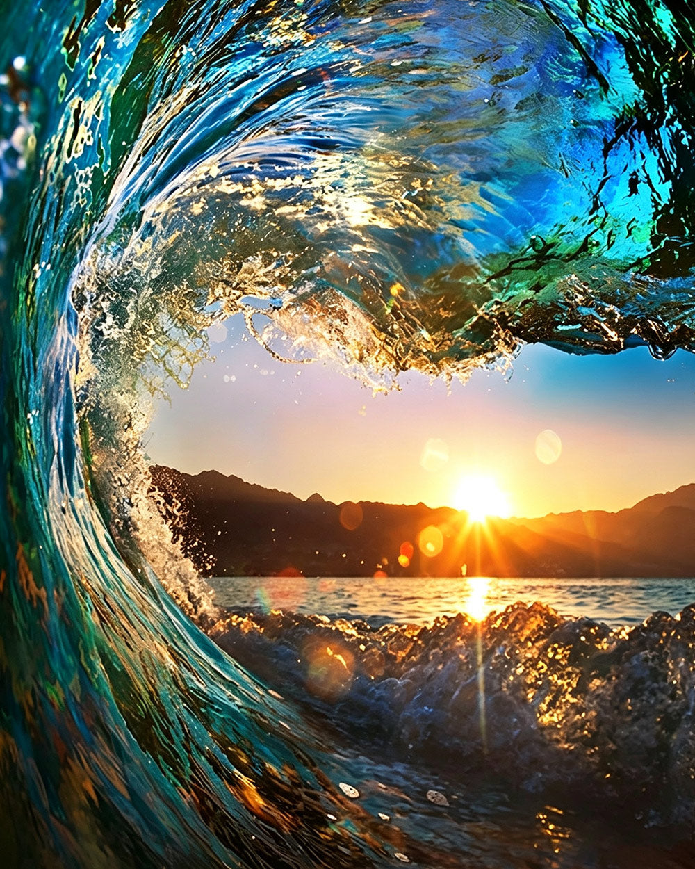 Dramatic ocean waves cross stitch kit for beginners