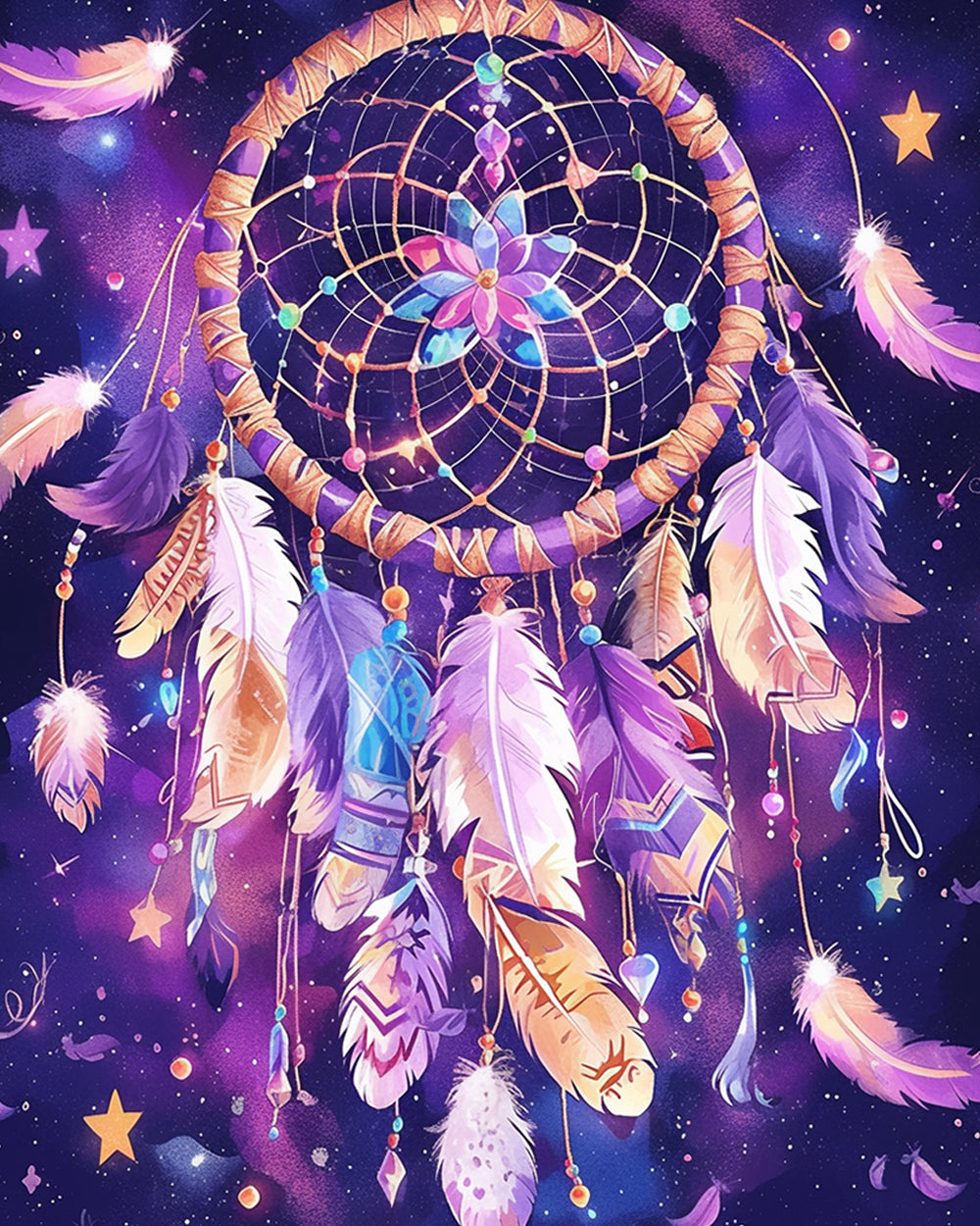 Dreamcatcher in starry night sky cross stitch kit for beginners