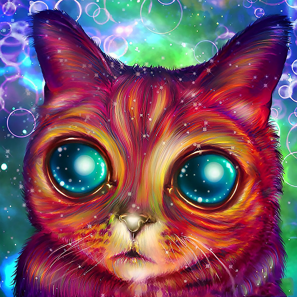 Dreamy cosmic cat cross stitch kit for beginners