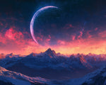 Dreamy crescent moon and snowy mountains paint by numbers kit for beginners