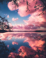 Dreamy pink cloud reflection cross stitch kit for beginners