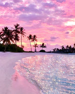 Dreamy pink glitter beach cross stitch kit for beginners