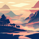 Dreamy pink mountain reflection cross stitch kit for beginners