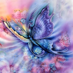 Dreamy purple and blue fantasy butterfly paint by numbers kit for beginners