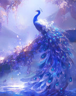 Dreamy purple glowing peacock cross stitch kit for beginners