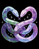 Dreamy twin snakes entwined cross stitch kit for beginners