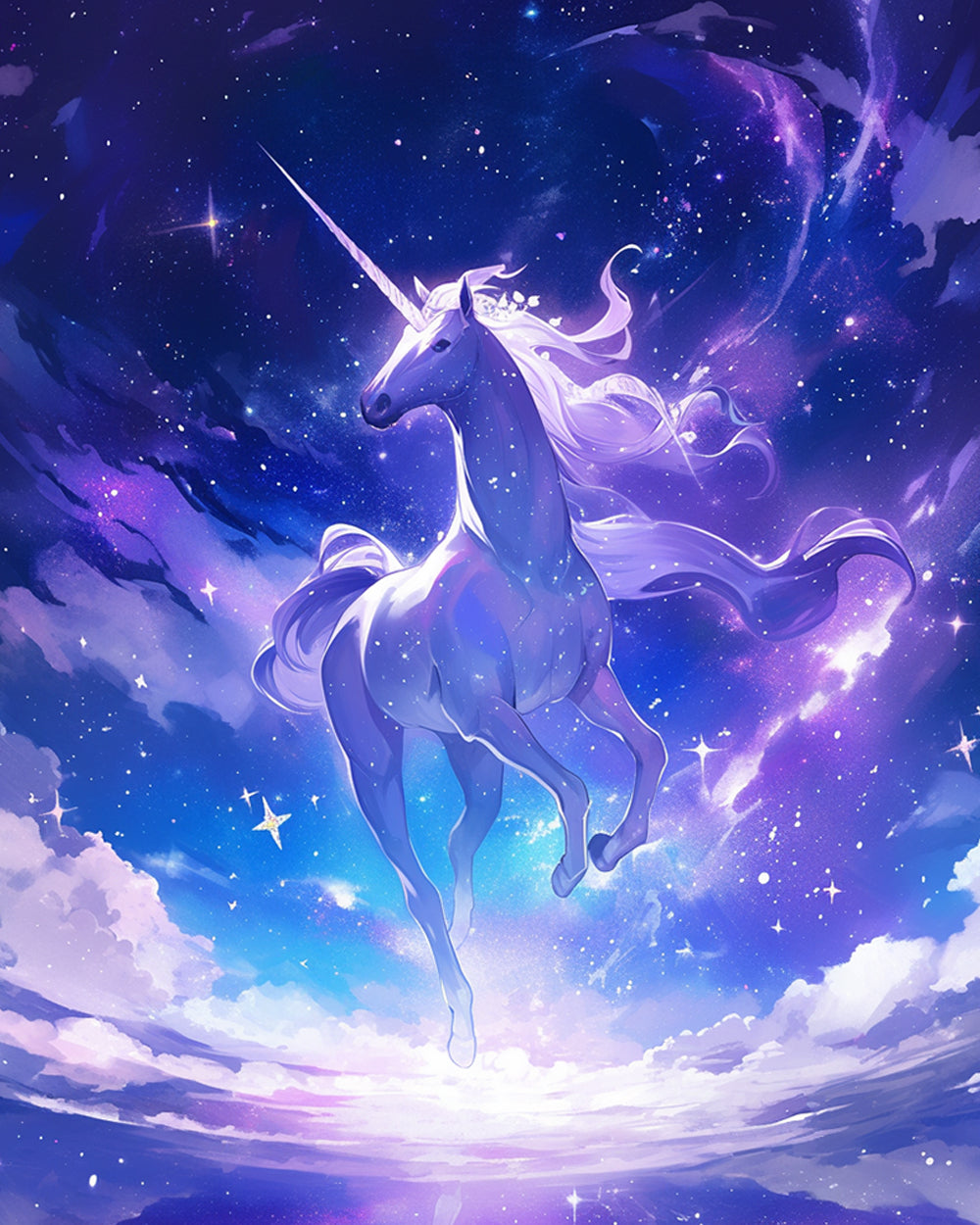 Dreamy unicorn in starry sky paint by numbers kit for beginners