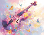 Dreamy violin and butterflies paint by numbers kit for beginners