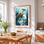 Eagle, bear and wolf portrait paint by numbers artwork displayed on wall as home decor