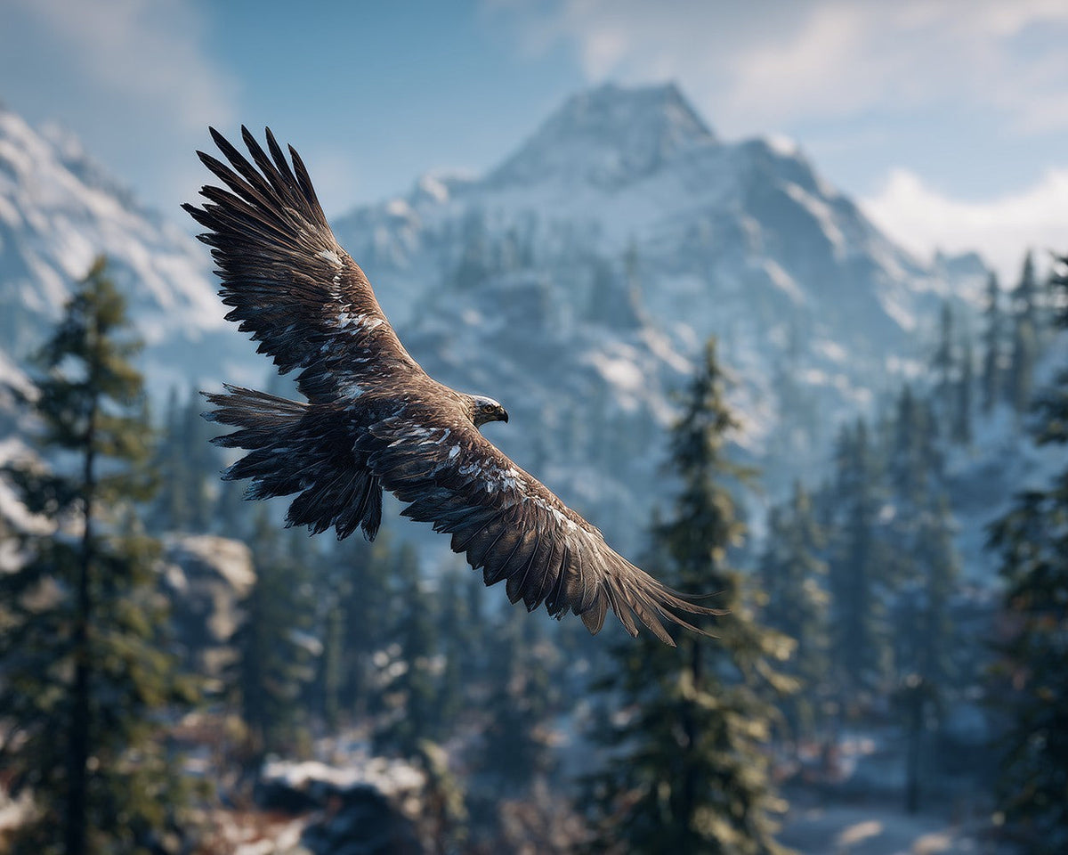 Eagle flying over snowy mountains paint by numbers kit for beginners