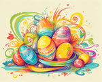 Easter eggs with floral swirls paint by numbers kit for beginners