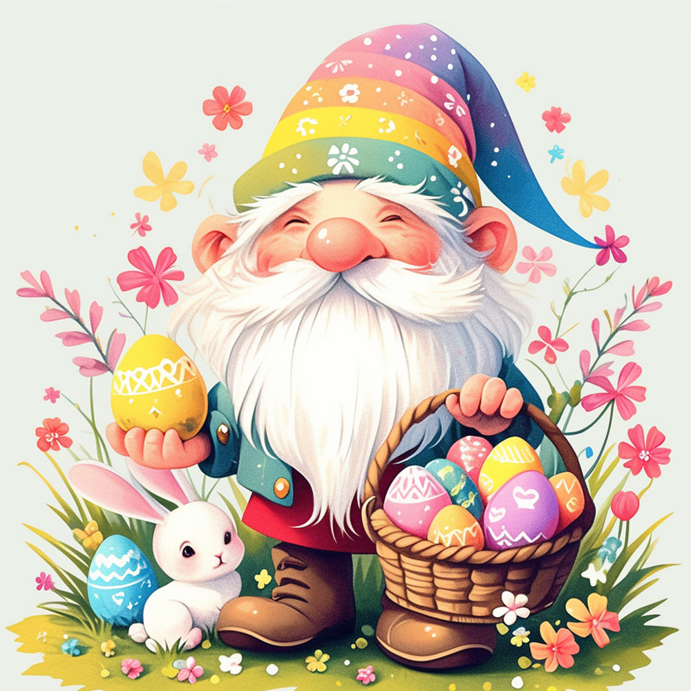 Easter gnome with eggs cross stitch kit for beginners