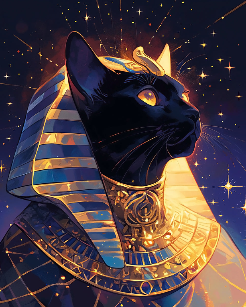 Egyptian pharaoh cat cross stitch kit for beginners