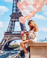 Eiffel tower and pink balloons cross stitch kit for beginners