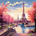 Eiffel tower at sunset in autumn cross stitch kit for beginners