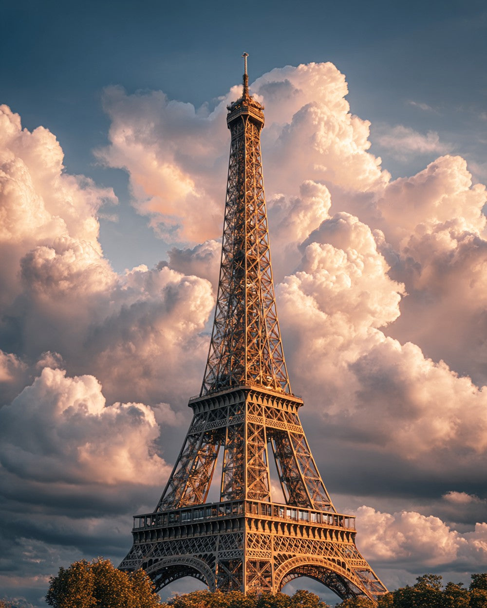 Eiffel tower under dramatic clouds cross stitch kit for beginners