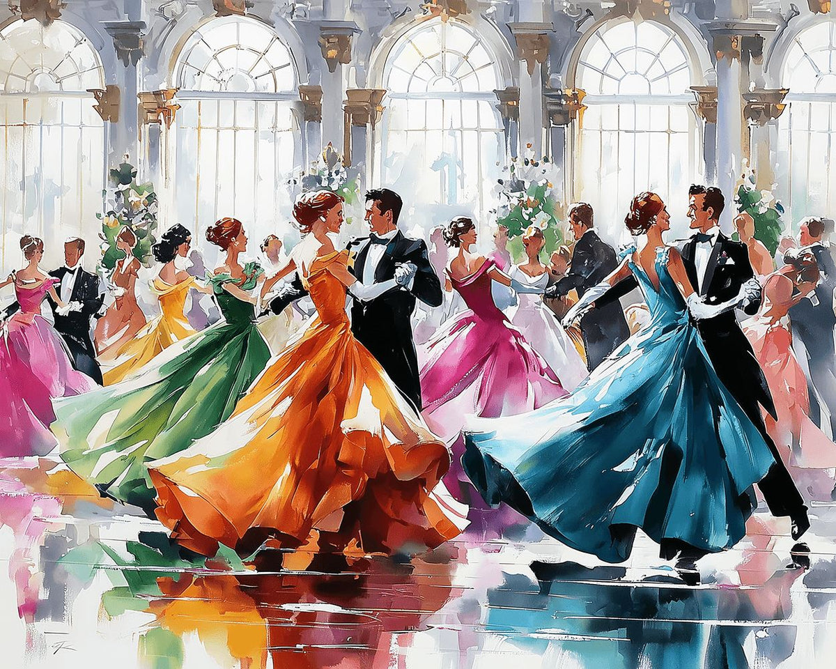 Elegant ballroom dancers cross stitch kit for beginners