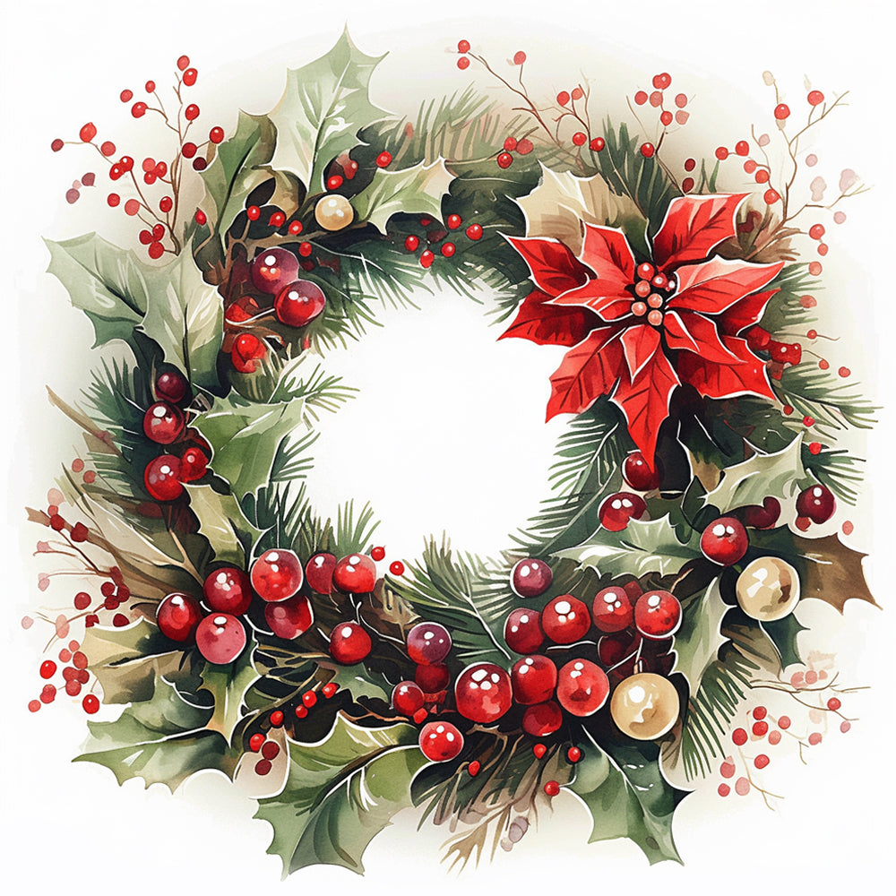Elegant berries wreath cross stitch kit for beginners