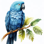 Elegant blue parrot on a branch cross stitch kit for beginners