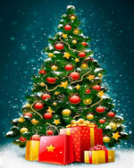 Elegant christmas tree with gifts cross stitch kit for beginners
