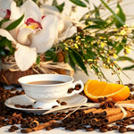 Elegant coffee cup with orchids cross stitch kit for beginners