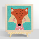 Elegant fox with pink polka dot collar punch needle kit for beginners