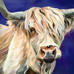 Elegant highland cow portrait paint by numbers kit for beginners