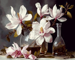 Elegant magnolia still life paint by numbers kit for beginners