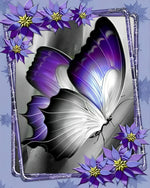 Elegant purple and white butterfly cross stitch kit for beginners