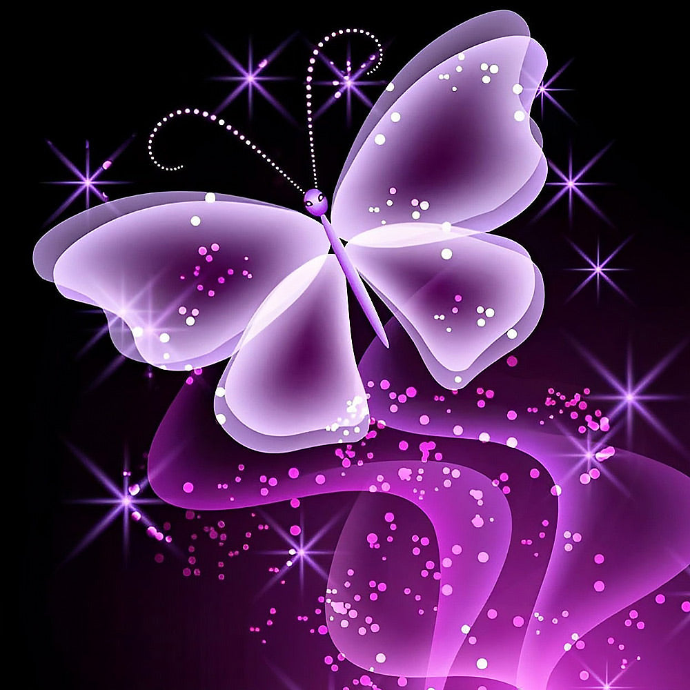 Elegant purple crystal butterfly cross stitch kit for beginners