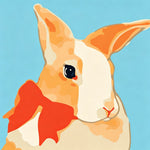 Elegant rabbit with red bow cross stitch kit for beginners