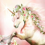 Elegant unicorn with floral crown cross stitch kit for beginners