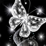 Elegant white crystal butterfly cross stitch kit for beginners