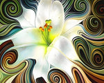 Elegant white lily with swirl patterns cross stitch kit for beginners