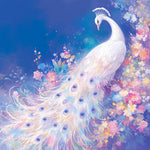 Elegant white peacock with flowers cross stitch kit for beginners